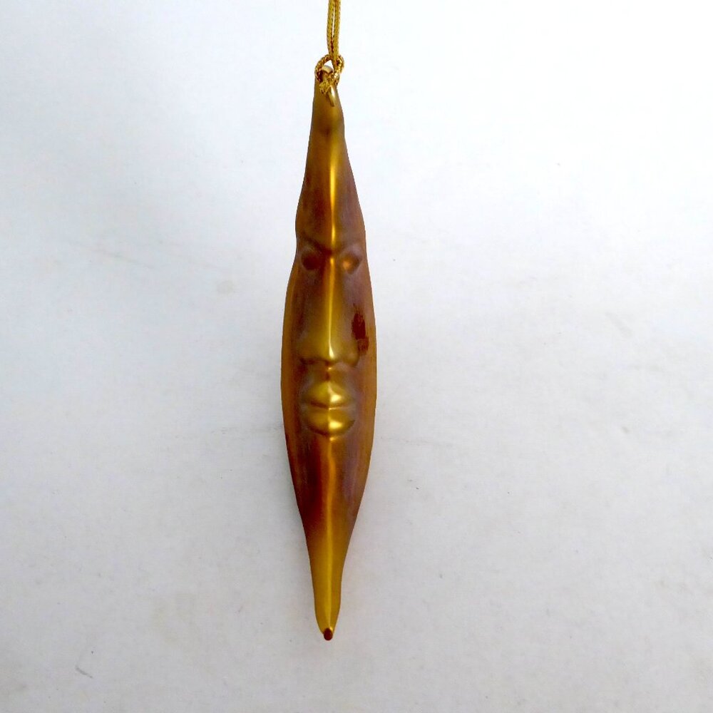 NEW 5.75” DEPT 56 FROSTED MERCURY BLOWN GLASS GOLD HALF MOON CHRISTMAS ORNAMENT - Picture 4 of 11